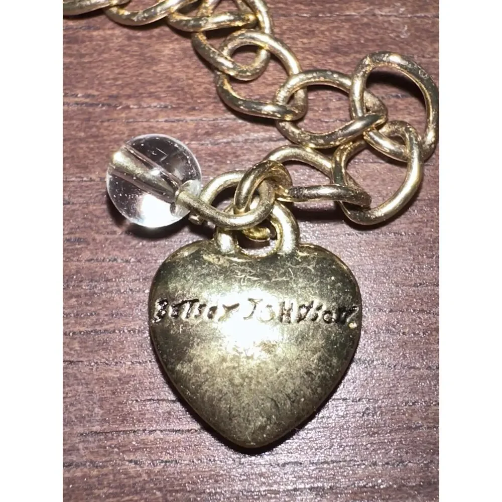 vtg BETSEY JOHNSON Turtle pendant Locket necklace Gold Tone Rhinestones